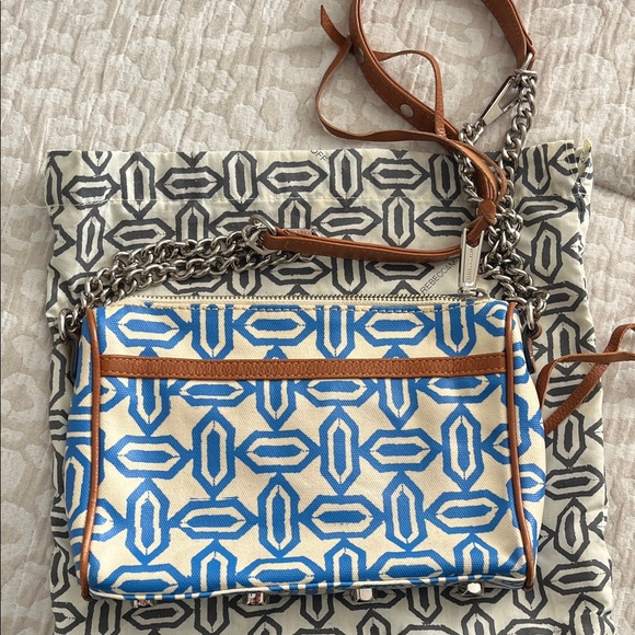 Rebecca Minkoff Tan and Blue Geometric Crossbody Bag - Picture 2 of 4